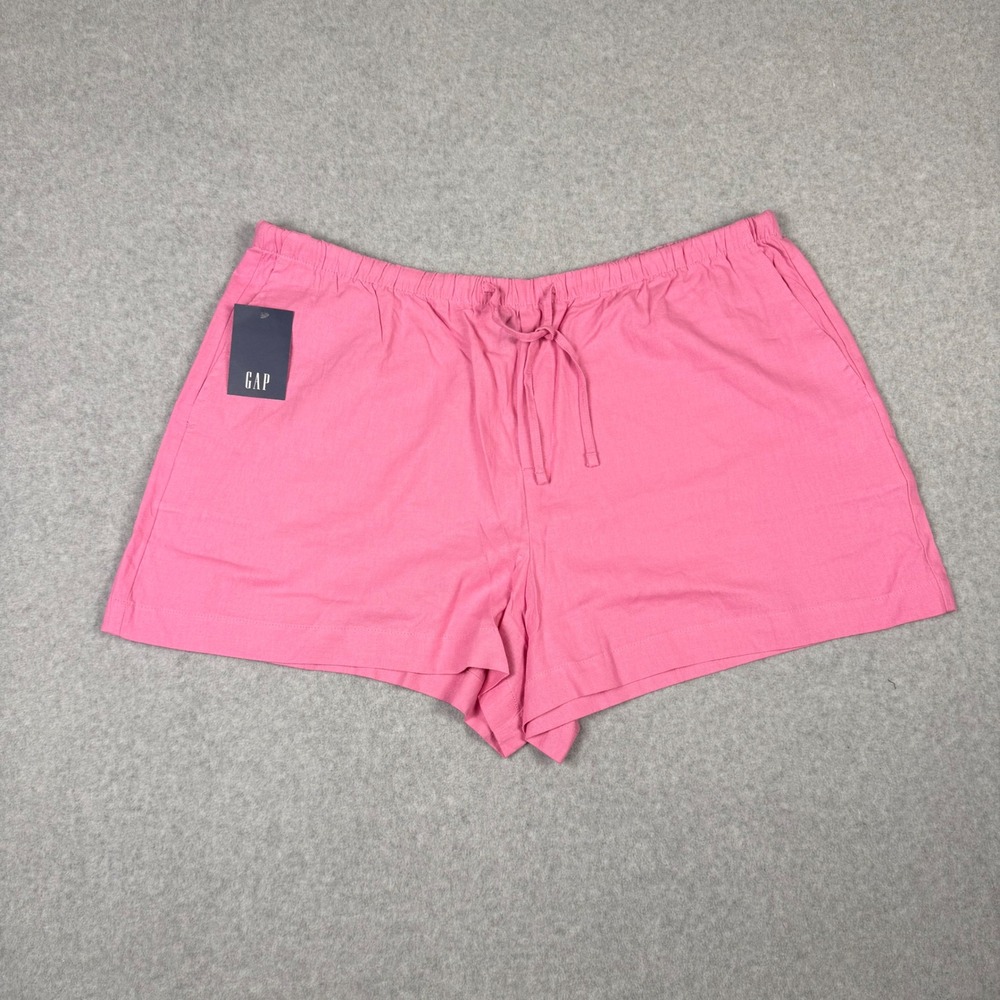 Gap Pink Linen Pull On Shorts XXL NWT Drawstring Pockets Relaxed Summer